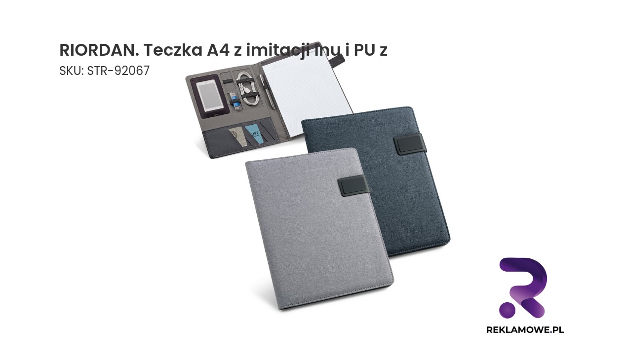 RIORDAN teczka A4 z imitacji lnu i PU